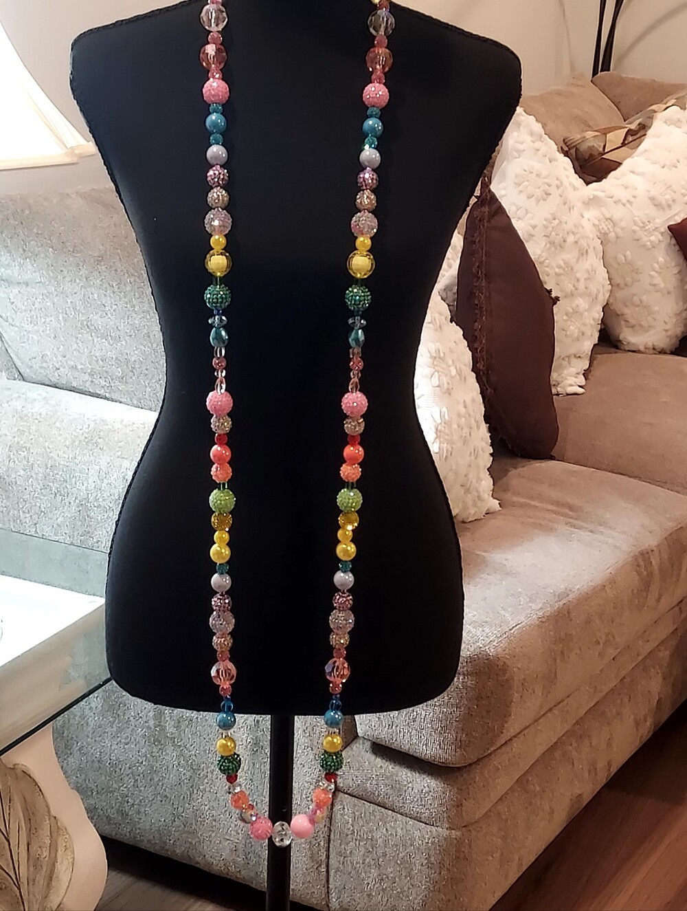 Handmade By Me. Colorful Multicolor Beaded Long Necklace - Women Jewelry